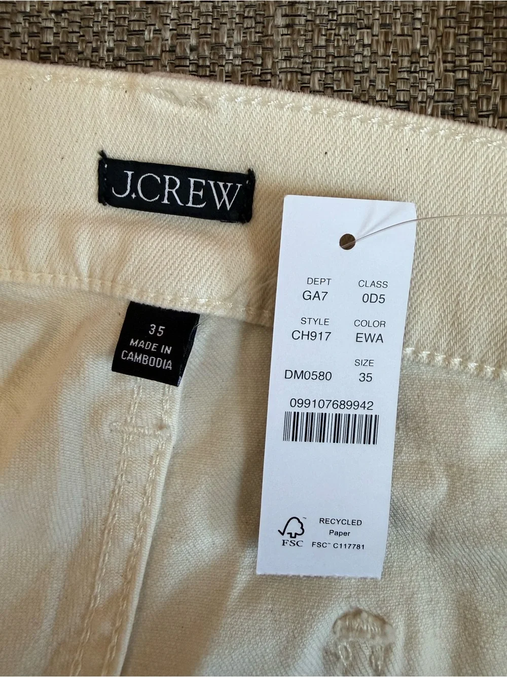 ❣️🆕J.CREW Camp-pocket Wide-leg Jeans in Ecru Wash Shade $158 MSRP❣️